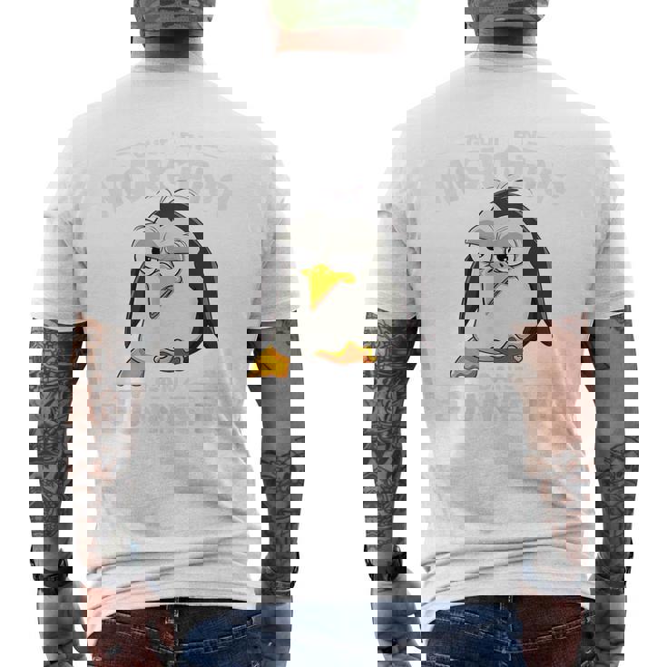 グーテン・モルゲン極薄アイスクリーム おもしろモーニンググループ ペンギン メンズTシャツ バックプリント