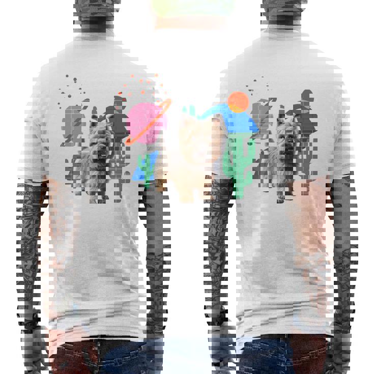 ケアンテリア デザートデザイン犬 長袖tシャツ メンズTシャツ バックプリント