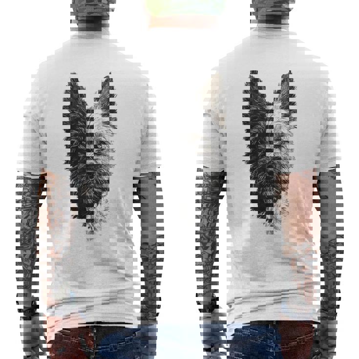 ケアンテリア 犬 モチーフ ペット 作品 ケアンテリア メンズTシャツ バックプリント