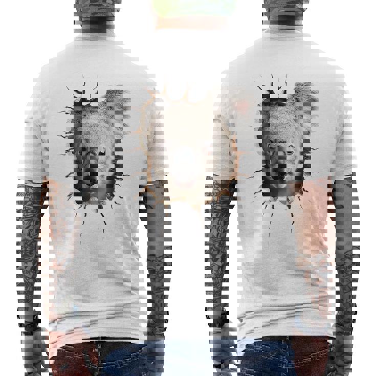 コアラ アニマル柄 動物園 ポートレート イラスト かわいい コアラ メンズTシャツ バックプリント