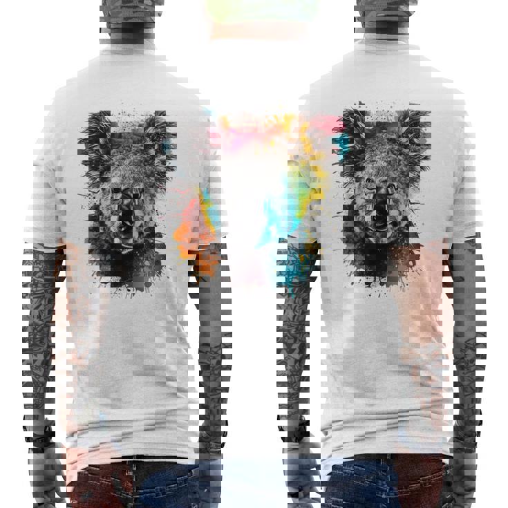 コアラ アートワーク カラフル アートアニマル コアラ メンズTシャツ バックプリント