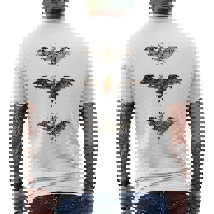 コウモリ 科学イラスト 描画 生物学 アート ハロウィン メンズTシャツ バックプリント