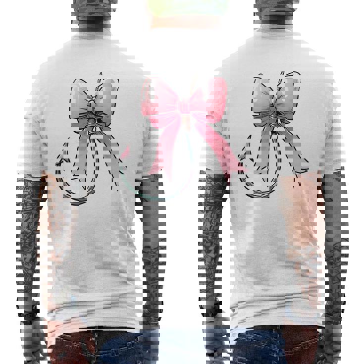 コケット ボウ 釣り フィッシャーフック ピンクリボン ママ 母の日 メンズTシャツ バックプリント