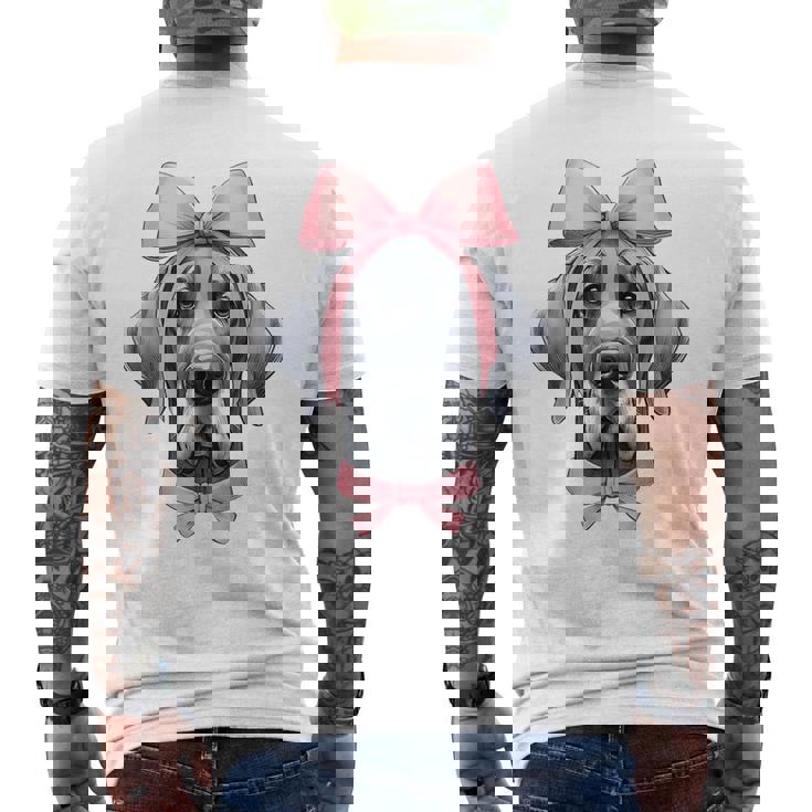 コケットボウ グレートデーン 犬 ママ ピンクリボン キュート 母の日 メンズTシャツ バックプリント