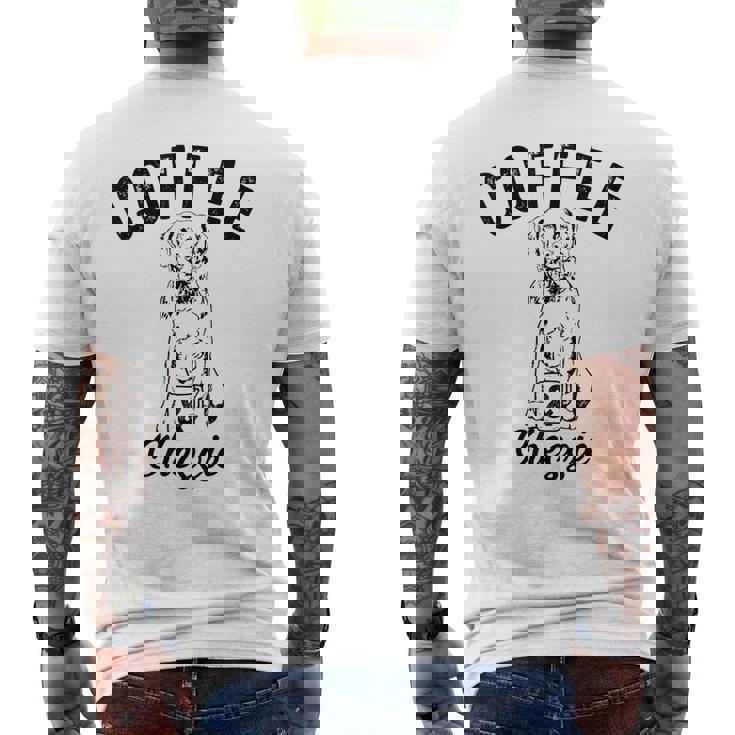 コーヒーとチェシー犬 チェサピークベイレトリーバー 子犬 メンズTシャツ バックプリント