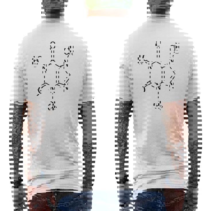 コーヒーカフェイン化学式 メンズTシャツ バックプリント