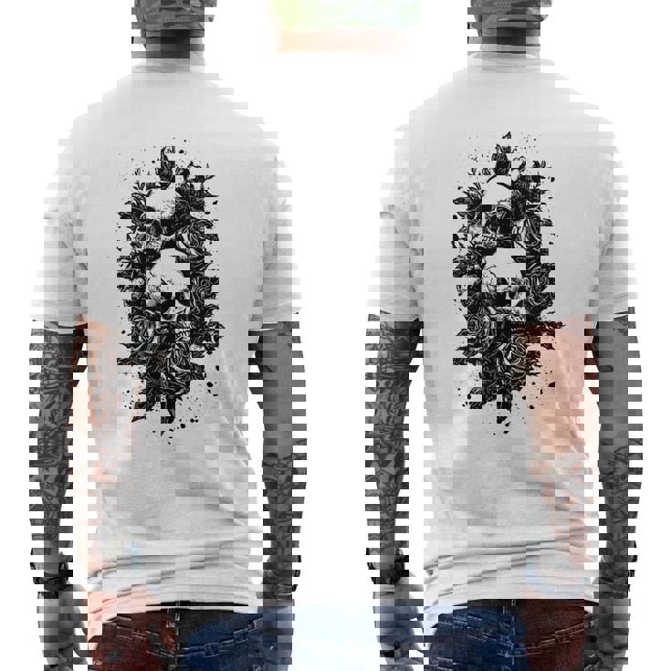 ゴシック フローラル アートワーク ゴス 美的 ローズ オルタナティブ フローラル メンズTシャツ バックプリント
