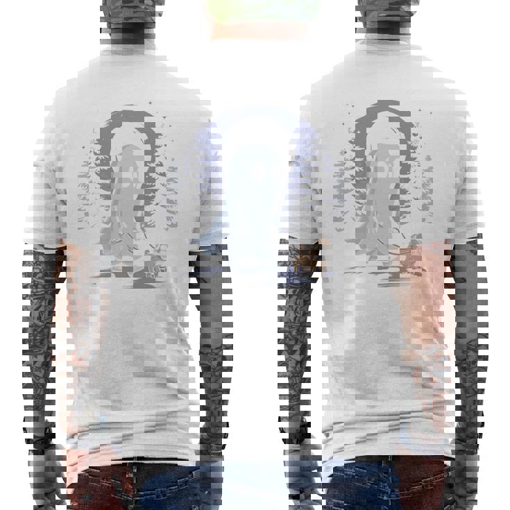 ゴースト 犬 散歩 面白い ハロウィン コスチューム パーティー パグ愛好家 長袖tシャツ メンズTシャツ バックプリント