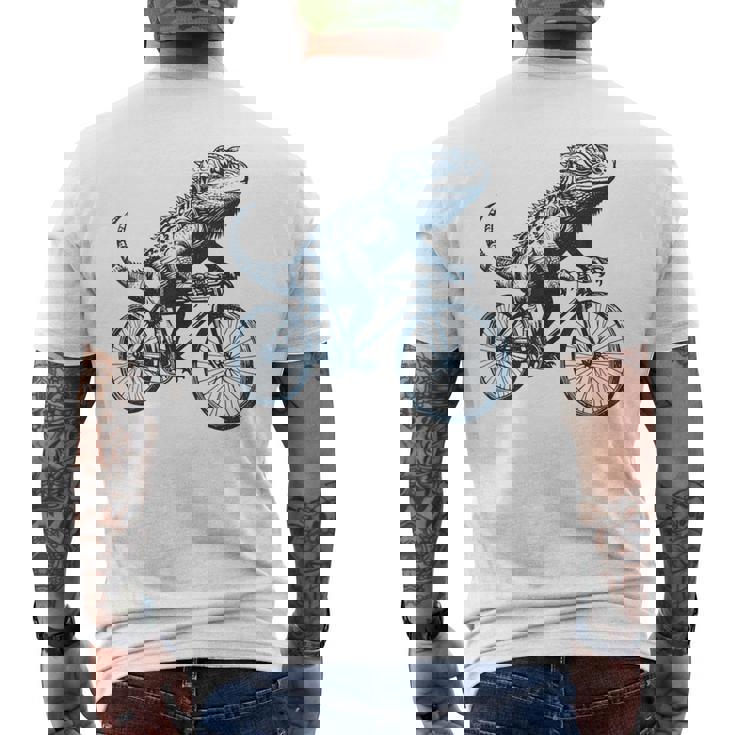 サイクリングトカゲ、爬虫類、爬虫類学、フトアゴヒゲトカゲ メンズTシャツ バックプリント