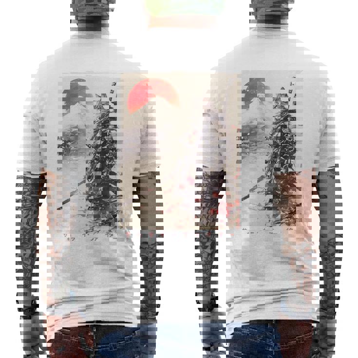 サムライ 猫戦士 浮世 墨絵 猫 サムライ 長袖tシャツ メンズTシャツ バックプリント