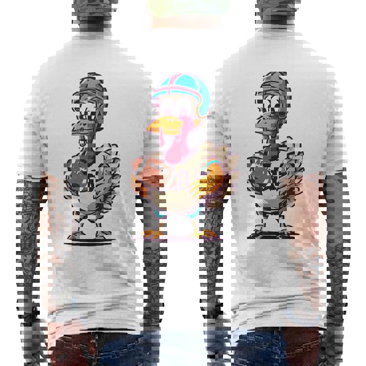 サンクスギビング かわいい七面鳥 アメリカンフットボール ボーイズ キッズ メンズTシャツ バックプリント