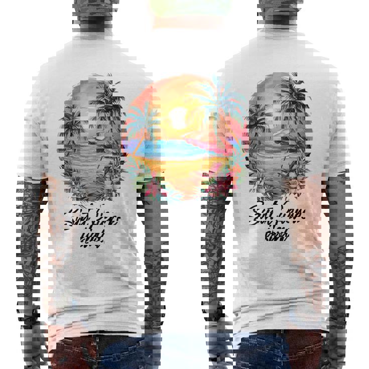 サンピエール島旅行、フランス観光夏休み メンズTシャツ バックプリント