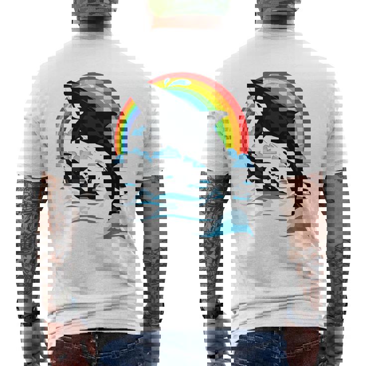 シャチ。シャチホエールウォッチング メンズTシャツ バックプリント