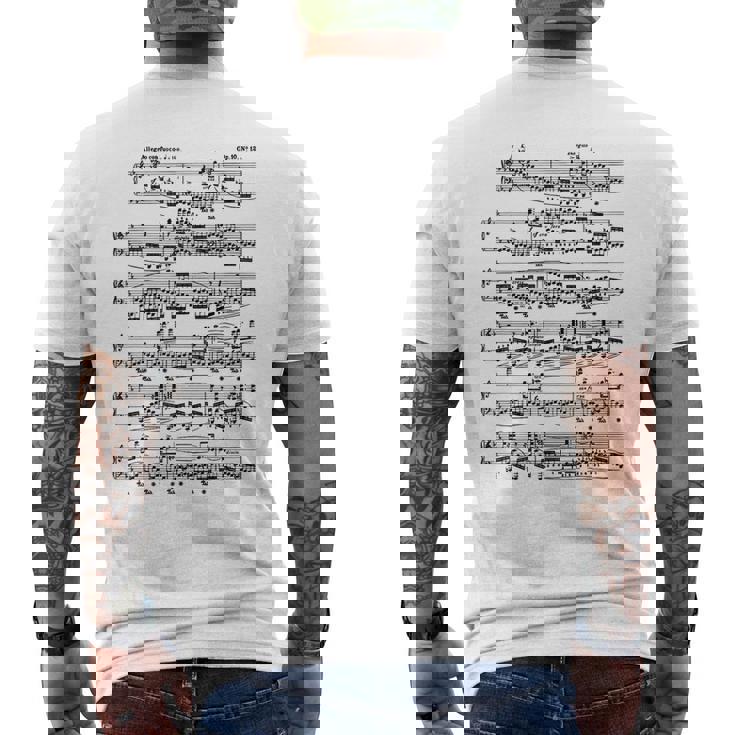 ショパン革命エチュードピアノピアニスト メンズTシャツ バックプリント