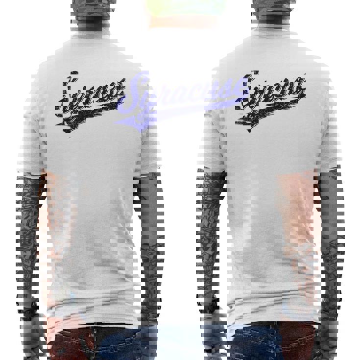 シラキュース ニューヨーク バーシティ スクリプト クラシック スポーツ ジャージスタイル メンズTシャツ バックプリント