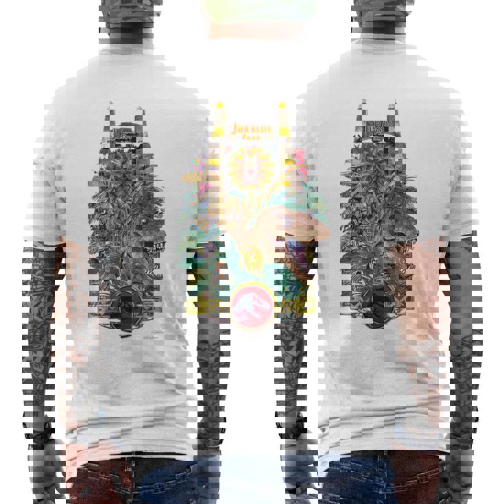 ジュラシック・ワールド Gate & Dinosaurs Arttyle メンズTシャツ バックプリント