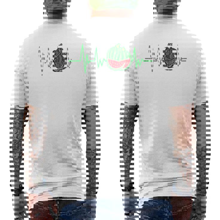 スイカ 農家 ハートビート ガーデニング 果物 農業 庭師 長袖tシャツ メンズTシャツ バックプリント