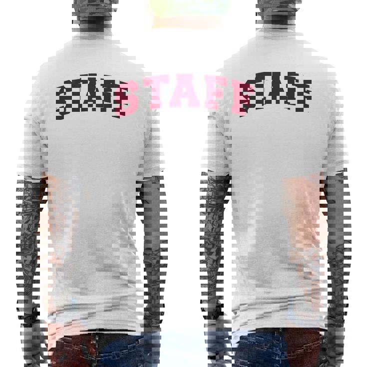 スタッフ スタッフ ギフト イベント 従業員代表チーム バックプリント レッド メンズTシャツ バックプリント