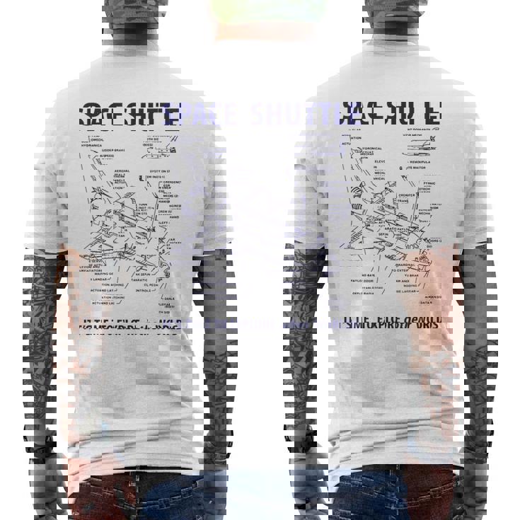 スペースシャトル レトロレイアウト ロケット科学者&宇宙飛行士用 メンズTシャツ バックプリント