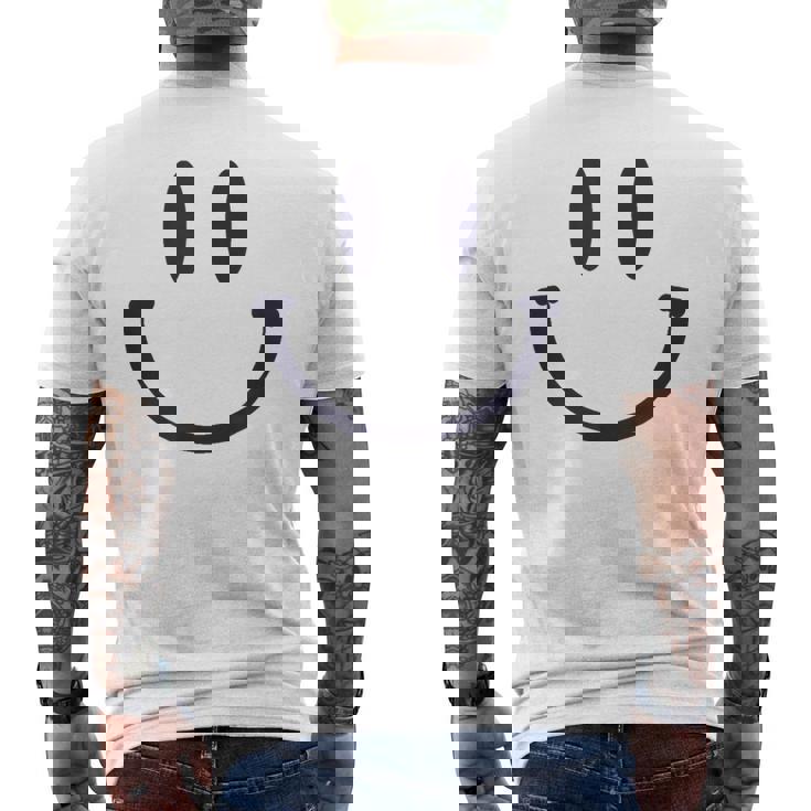 スマイリーフェイス キュート ポジティブ モチベーションアップ ハッピーススマイルフェイス メンズTシャツ バックプリント