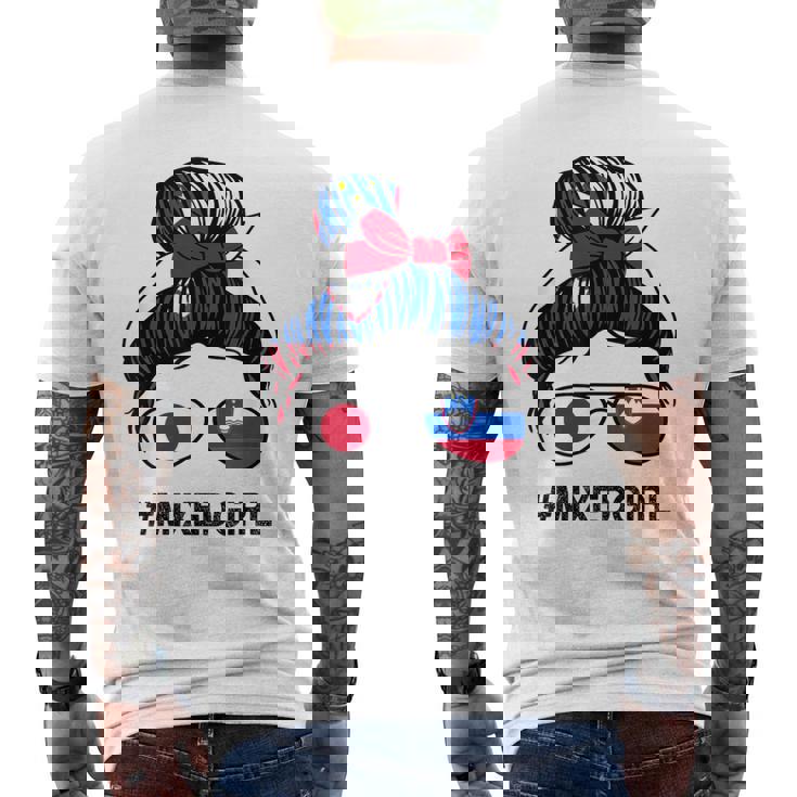 スロベニア 日本国旗 スロベニア 日本の散らかったお団子 メンズTシャツ バックプリント