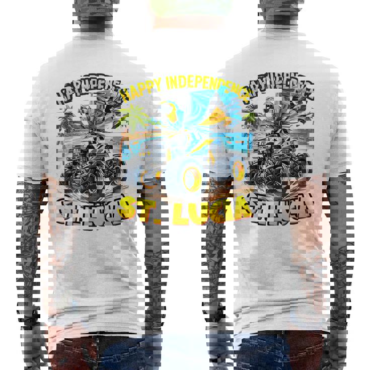 セントルシア 独立 モンスタートラックフラッグ キッズ ガールズ ティーン メンズTシャツ バックプリント