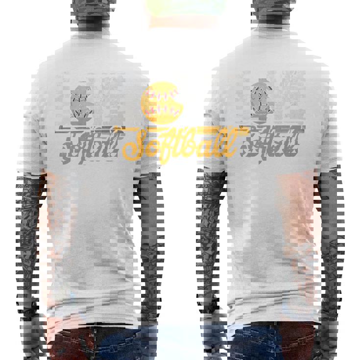 ソフトボール好き スポーツボール ラブ ソフトボール チームメイト 野球 長袖tシャツ メンズTシャツ バックプリント