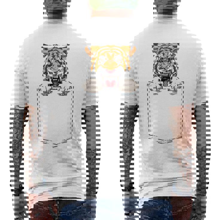 タイガー ポケットに入ったトラ 覗き見虎 長袖tシャツ メンズTシャツ バックプリント