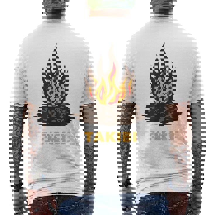 タキビ Takibi 焚き火 たきび キャンプ イラスト かわいい おもしろ キャンプグッズ メンズTシャツ バックプリント