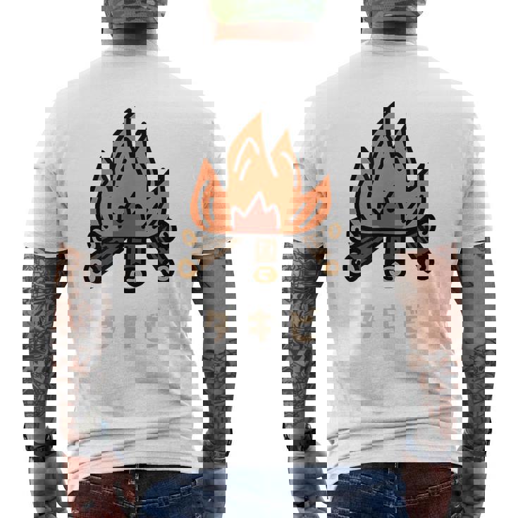 タキビ 焚き火 たきび キャンプ イラスト かわいい おもしろ キャンプグッズ メンズTシャツ バックプリント