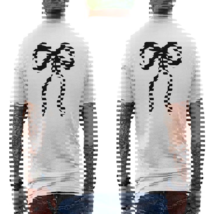 タンサンドベージュにかわいいブラックリボンリボンの美的 メンズTシャツ バックプリント