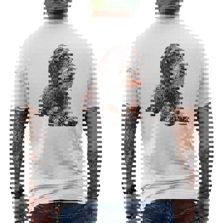 ダックスフンド ワイヤーヘア メンズTシャツ バックプリント