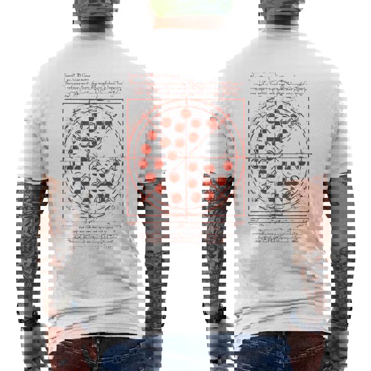 ダヴィンチ・ヴィトルヴィアンマン・ピザ メンズTシャツ バックプリント