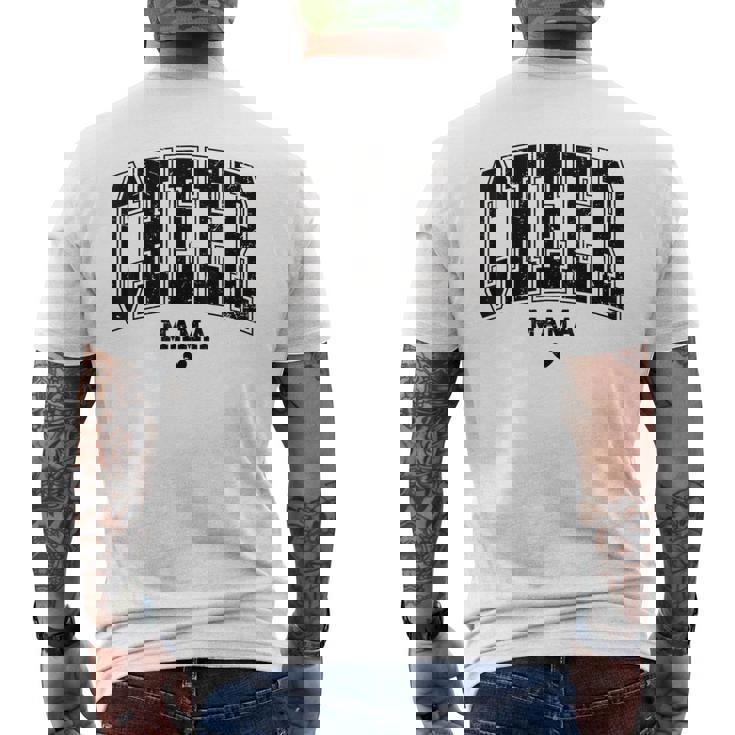 チアママ ハートフェルト応援チアリーディングママ 母の日 メンズTシャツ バックプリント