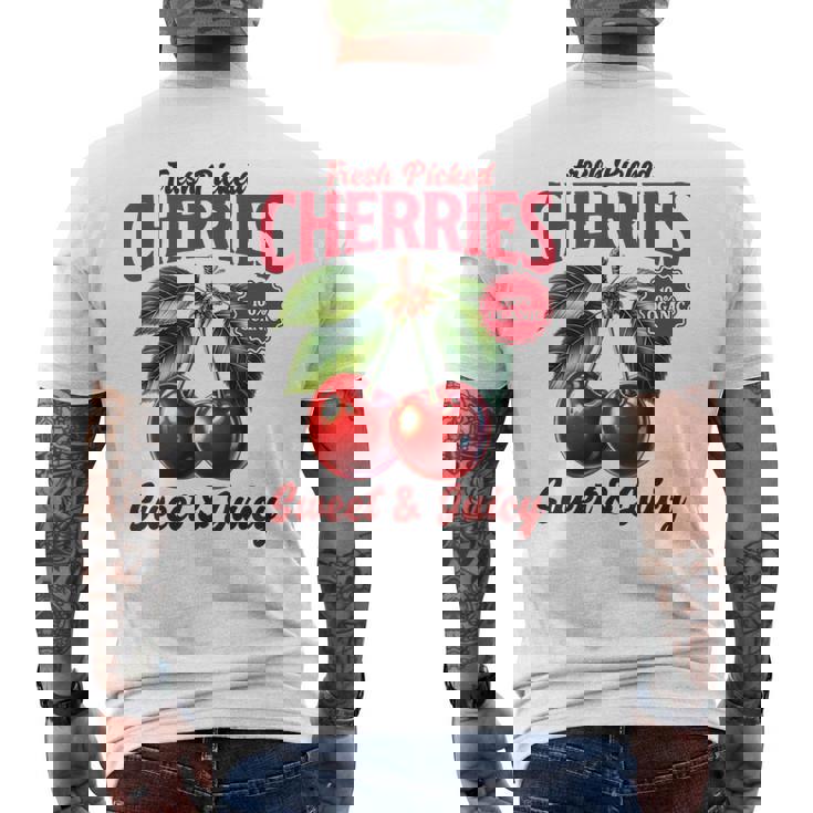 チェリーファーマーズマーケット フレッシュピックチェリー チェリー好き メンズTシャツ バックプリント
