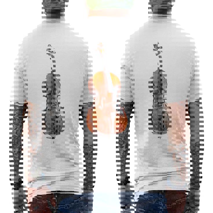 チェロ 楽器 モチーフ アート チェロ メンズTシャツ バックプリント