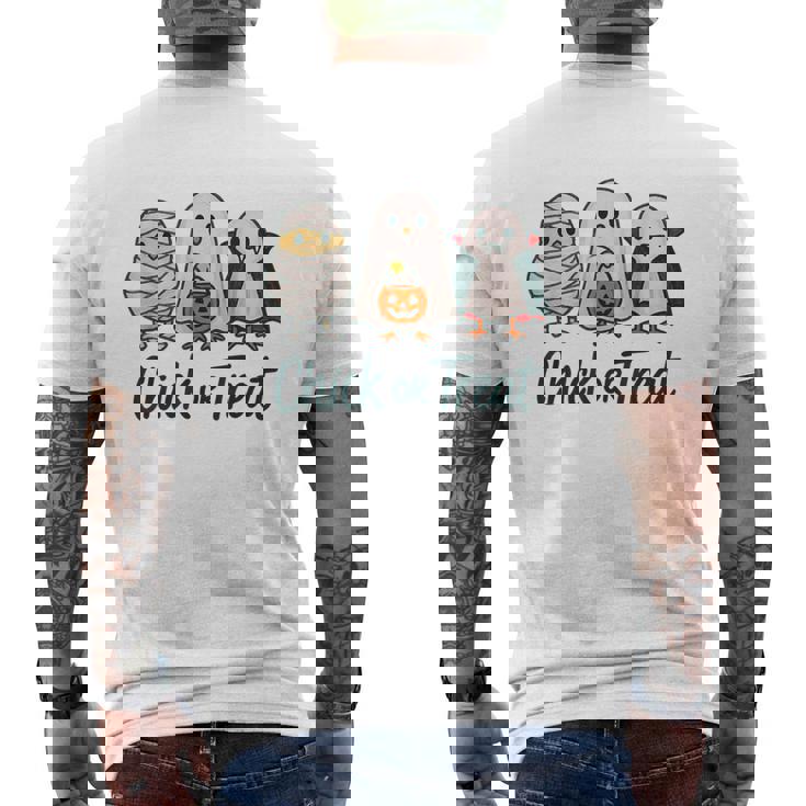 チックオアトリートハロウィンかわいいゴーストヴァンパイア メンズTシャツ バックプリント