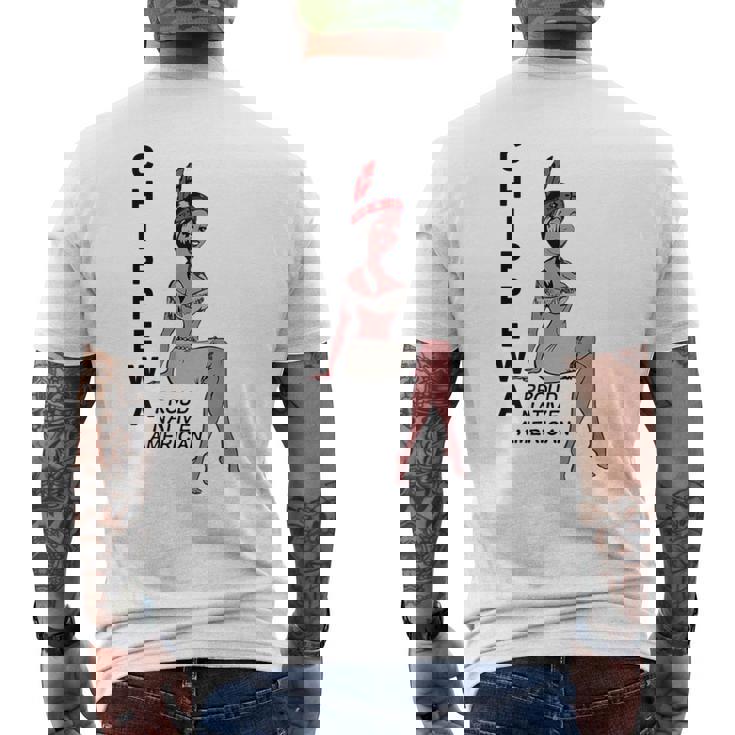 チペワ アメリカン インディアン トライブ キュート プラウド カートゥーン スクワー メンズTシャツ バックプリント