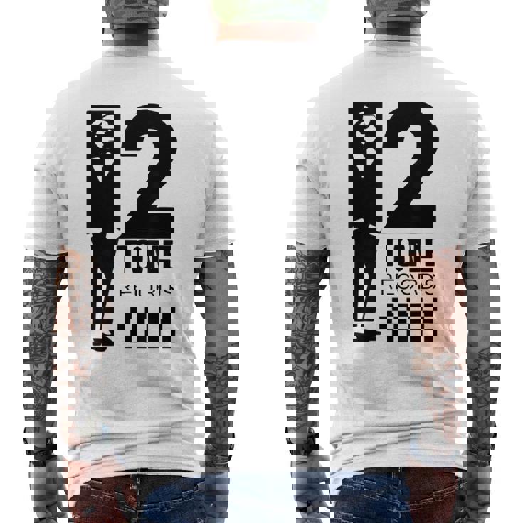 ツートーンスカ音楽チェッカーボード メンズTシャツ バックプリント