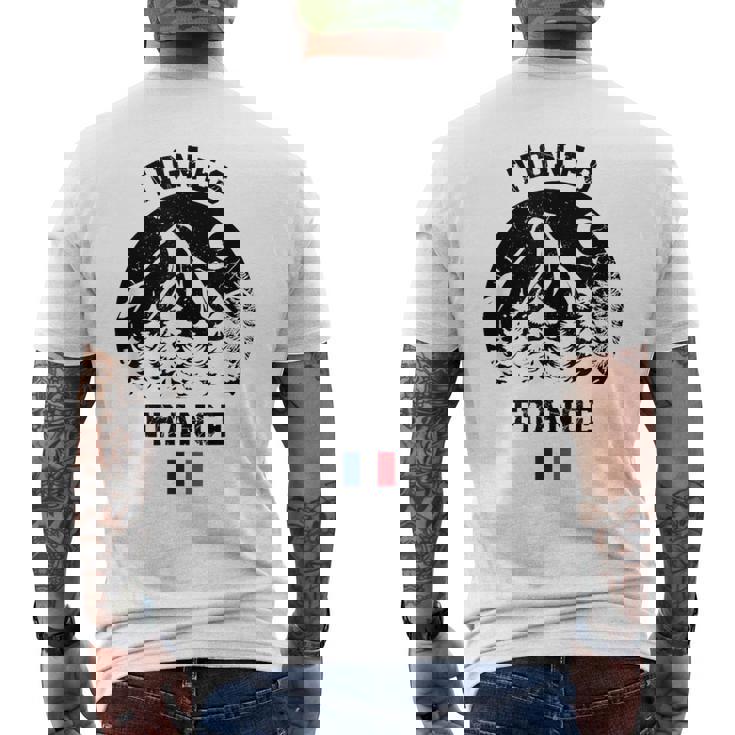 ティニュ フランス アルプス スキー場 アルペンスキー フランス国旗 メンズTシャツ バックプリント