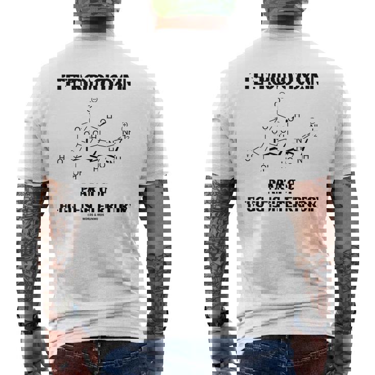 テトロドトキシン フグフィッシュテリトリー化学構造の一部 メンズTシャツ バックプリント