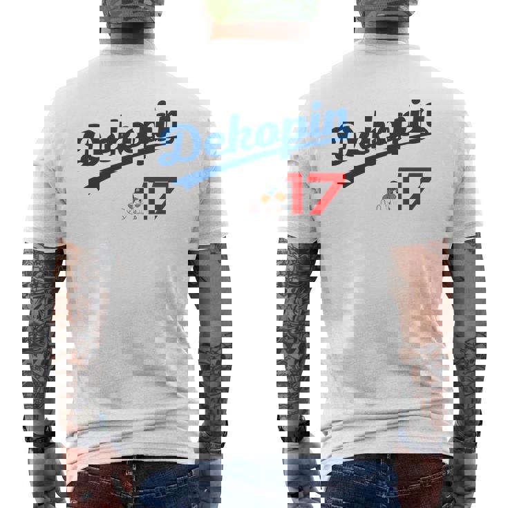 デコピン 大谷 Dekopin 愛犬 Decoy 二刀流 Decopin 野球 ユニホーム風 犬 かわいい 長袖tシャツ メンズTシャツ バックプリント