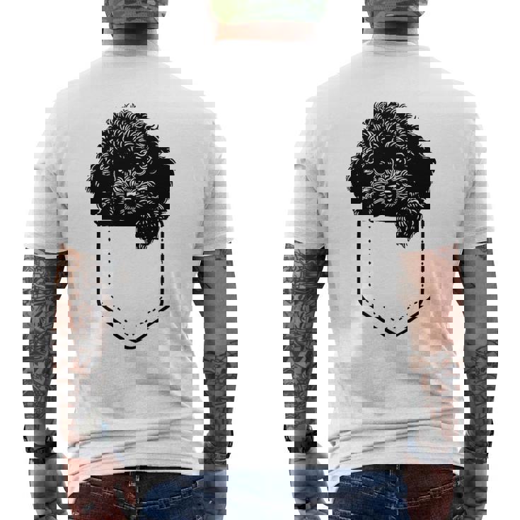 トイプードルのポケット メンズTシャツ バックプリント