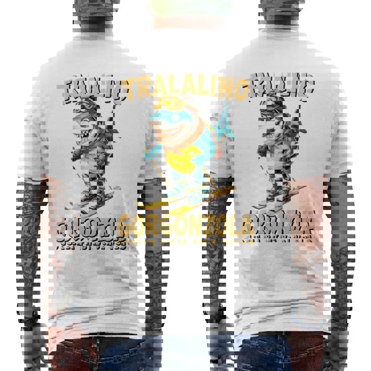 トララリーノ・ゴルゴンゾーラ – トララレロチーズミッションのスキーシャーク。 長袖tシャツ メンズTシャツ バックプリント