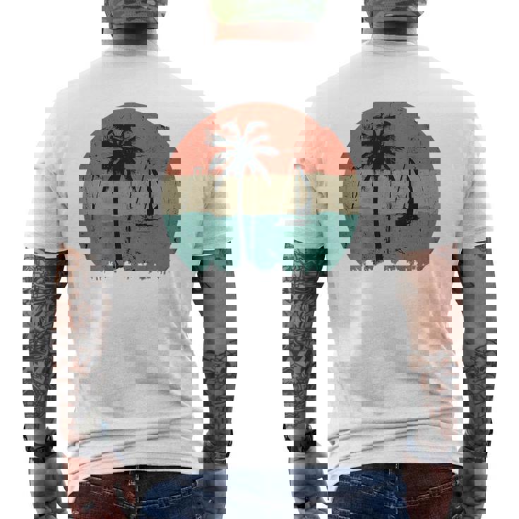 トロピカル ビーチ ヤシの木 ヴィンテージ レトロ 70年代 80年代 航海 メンズTシャツ バックプリント