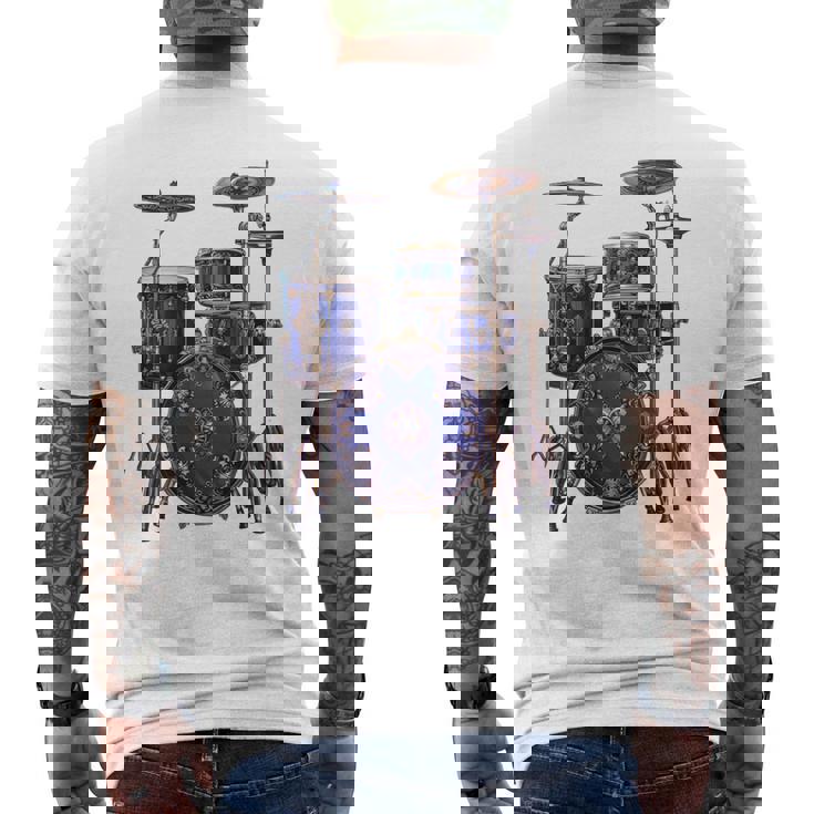 ドラム ドラマー ドラミング ドラム 長袖tシャツ メンズTシャツ バックプリント