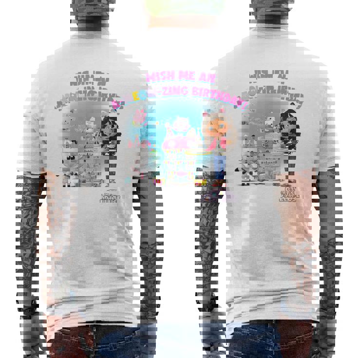 ドリームワークス ギャビーのドールハウス A-ニャーザリング 誕生日 メンズTシャツ バックプリント