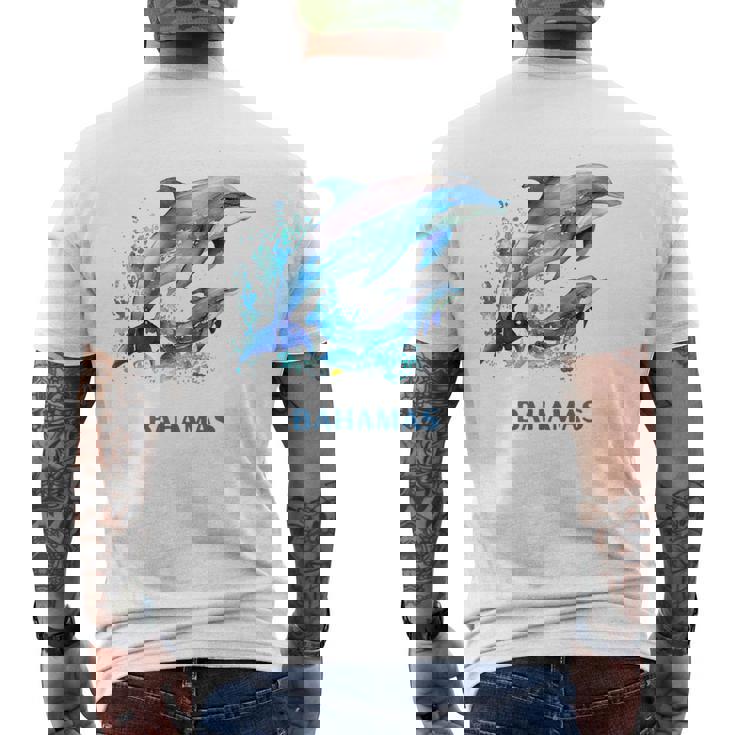 ドルフィン バケーション ヴィンテージ バハマ ビーチ デスティネーション メンズTシャツ バックプリント