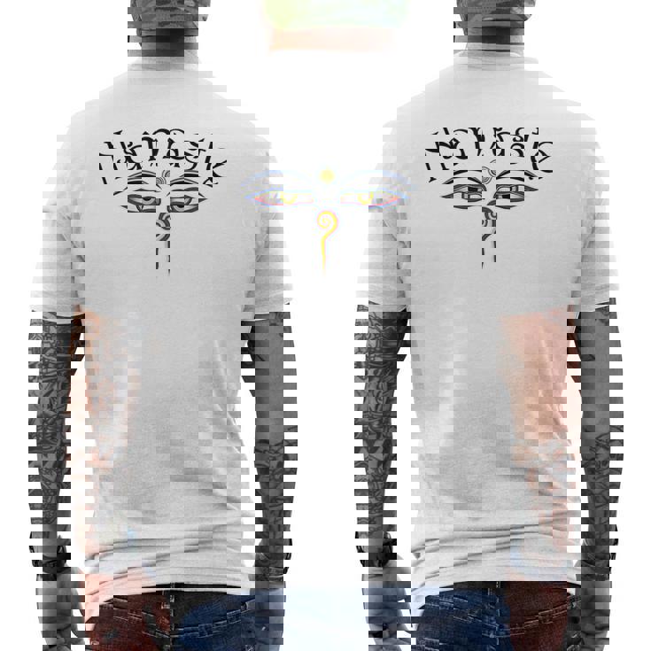 ナマステ ブッダの目 メンズTシャツ バックプリント