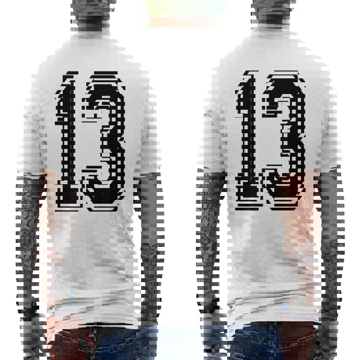 ナンバー13 カレッジスポーツチーム 黒文字 メンズTシャツ バックプリント
